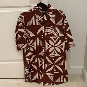 Geometric Brown and Cream Men's Casual Shirt